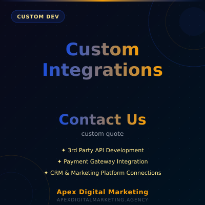 Custom Integrations - Specialized 3rd party API integrations tailored to meet your business needs - Available from Apex Digital Marketing