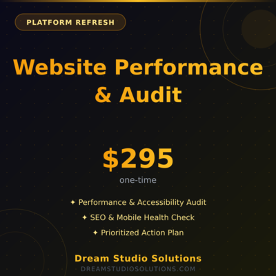 Website Performance & Accessibility Audit - Core Web Vitals, ADA compliance, and speed review with a detailed report and actionable recommendations. Know exactly what is slowing your site down and how to fix it. - Available from Apex Digital Marketing