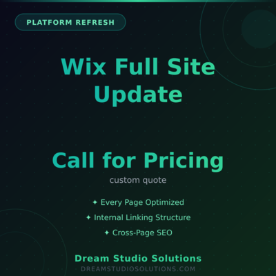 Wix Full Site Update - Comprehensive refresh of a multi-page Wix site. We audit every page, optimize content, improve SEO, and modernize your entire site for better performance and results. - Available from Apex Digital Marketing