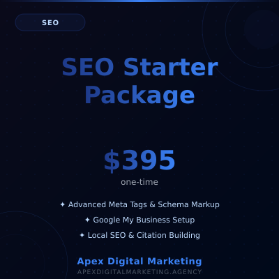 SEO Starter Package - Enhanced SEO foundation for better visibility - Available from Apex Digital Marketing