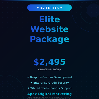 Elite Website Package - Elite Enterprise-level bespoke features and premium integrations - Available from Apex Digital Marketing