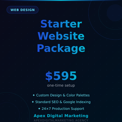 Starter Website Package - Perfect for small businesses getting started online - Available from Apex Digital Marketing