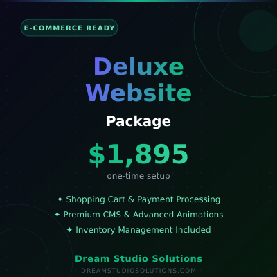 Deluxe Website Package - E-commerce ready platform with advanced features - Available from Apex Digital Marketing